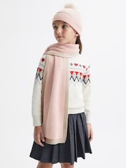 Reiss Pink Harper Wool Ribbed Scarf - Image 2 of 4