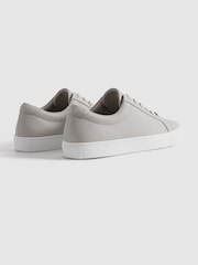 Reiss Light Grey Luca Grained Leather Trainers - Image 4 of 5