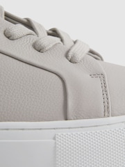 Reiss Light Grey Luca Grained Leather Trainers - Image 5 of 5