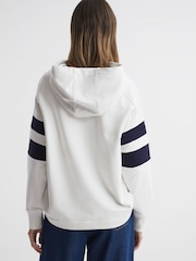 Reiss Neutral/Navy Dee Cotton Blend Striped Hoodie - Image 5 of 5