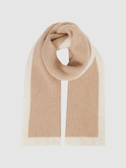 Reiss Camel Harper Wool Ribbed Scarf - Image 4 of 5
