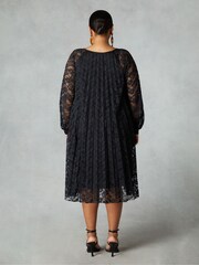 Live Unlimited Black Relaxed Curve Lace Pleated Dress - Image 3 of 5