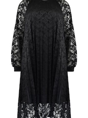 Live Unlimited Black Relaxed Curve Lace Pleated Dress - Image 5 of 5
