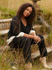 Live Unlimited Black Chiffon Contrast Hem Overlay Top - Image 1 of 4