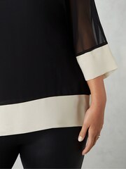Live Unlimited Black Chiffon Contrast Hem Overlay Top - Image 3 of 4