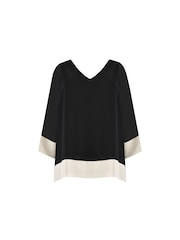 Live Unlimited Black Chiffon Contrast Hem Overlay Top - Image 4 of 4