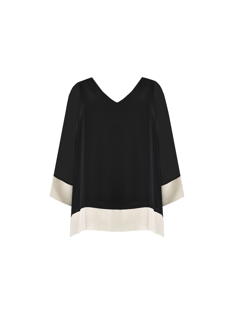 Live Unlimited Black Chiffon Contrast Hem Overlay Top - Image 4 of 4