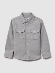 Reiss Soft Grey Thomas 3-9 yrs Brushed Cotton Patch Pocket Overshirt - Image 2 of 4
