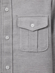 Reiss Soft Grey Thomas 3-9 yrs Brushed Cotton Patch Pocket Overshirt - Image 4 of 4