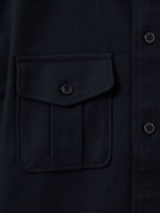 Reiss Navy Thomas 3-9 yrs Brushed Cotton Patch Pocket Overshirt - Image 4 of 4
