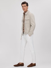 Reiss Oatmeal Maray Brushed Wool Blend Zip-Through Jacket - Image 3 of 6