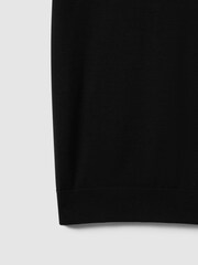 Reiss Black/Gunmetal Maxwell Merino Wool Half-Zip Polo Shirt - Image 6 of 6