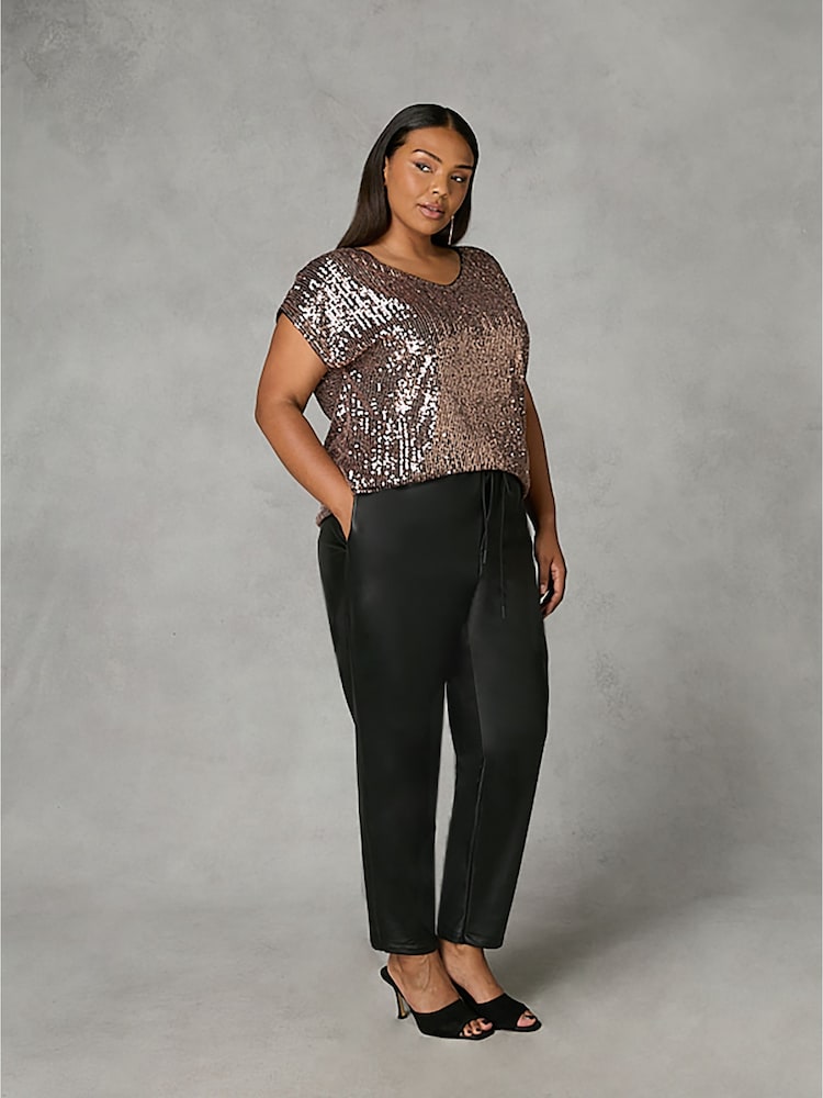 Live Unlimited Black Curve Faux Leather Joggers - Image 1 of 5