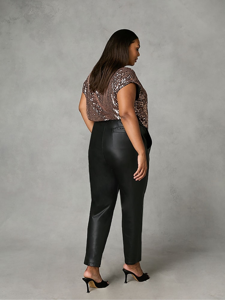 Live Unlimited Black Curve Faux Leather Joggers - Image 2 of 5