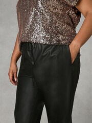 Live Unlimited Black Curve Faux Leather Joggers - Image 4 of 5