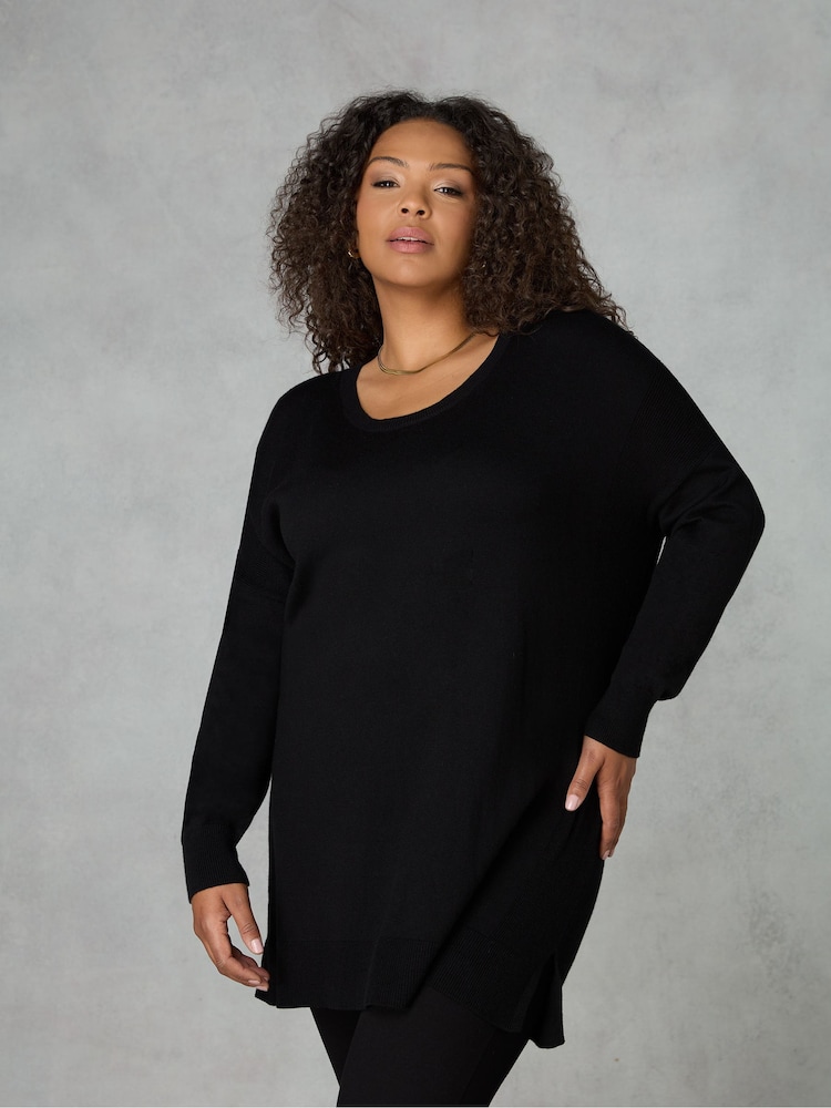 Live Unlimited Black Curve Knitted Tunic - Image 1 of 4