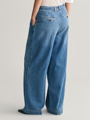 GANT Blue Relaxed Fit Wide Leg Belted Jeans - Image 2 of 7