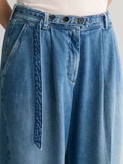 GANT Blue Relaxed Fit Wide Leg Belted Jeans - Image 5 of 7