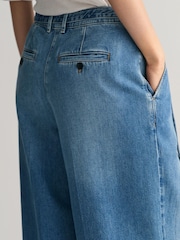 GANT Blue Relaxed Fit Wide Leg Belted Jeans - Image 6 of 7