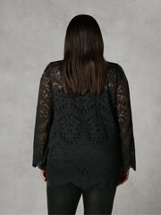 Live Unlimited Black Curve Lace Satin Contrast Shirt - Image 2 of 4