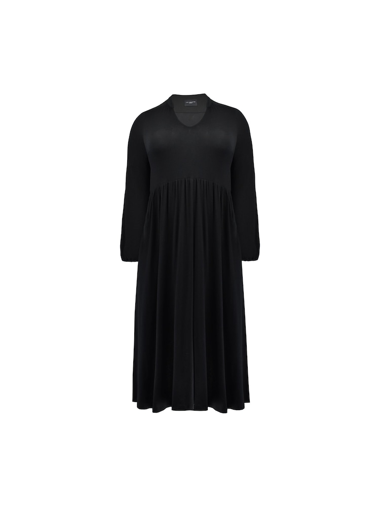 Live Unlimited Black Petite Curve Jersey Nehru Collar Relaxed Dress - Image 5 of 5