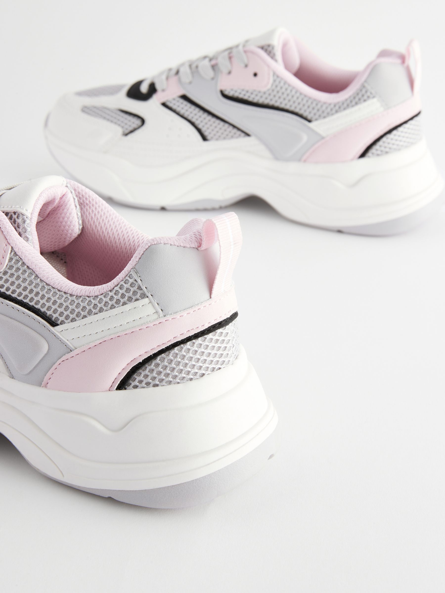 Buy Pink Grey Forever Comfort Chunky Sole Lace Up Trainers from Next Luxembourg