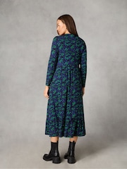 Live Unlimited Blue Petite Leopard Print Curve Jersey Relaxed Midi Dress - Image 2 of 4