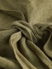 Khaki Green Premium 100% Linen Boho Tie Top - Image 8 of 8