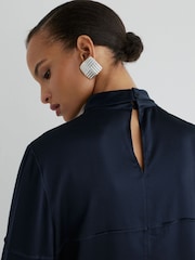Μπλε/Μαύρο - Atelier Silk Colour-Block High-Neck Blouse - Εικόνα 4 από 6