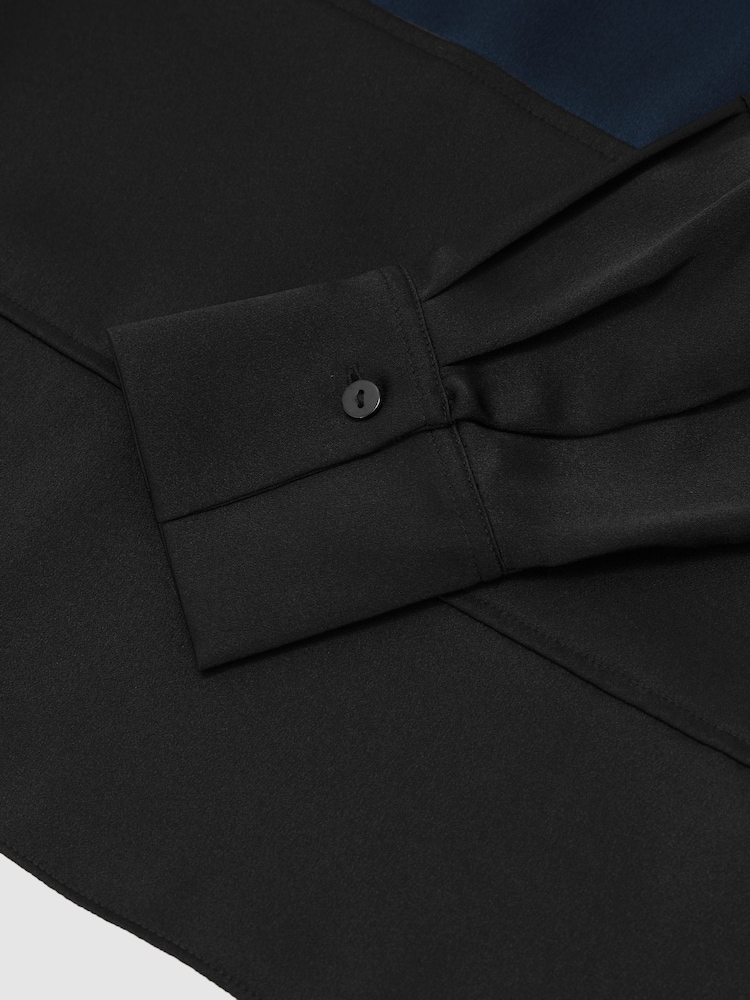 Μπλε/Μαύρο - Atelier Silk Colour-Block High-Neck Blouse - Εικόνα 6 από 6