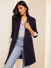 Friends Like These Navy Blue Twill Tailored Single Button Coat - Image 3 of 4