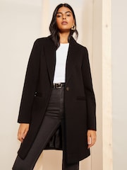 Friends Like These Black Petite Twill Tailored Single Button Coat - Image 1 of 4