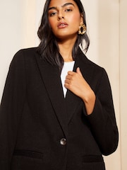 Friends Like These Black Petite Twill Tailored Single Button Coat - Image 3 of 4