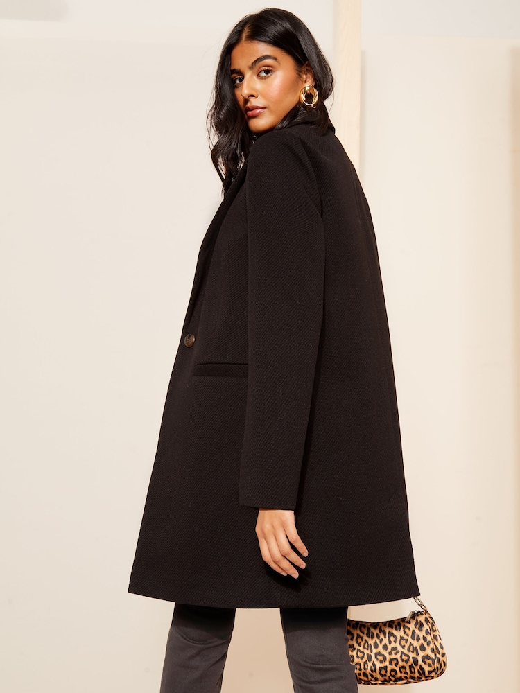 Friends Like These Black Petite Twill Tailored Single Button Coat - Image 4 of 4