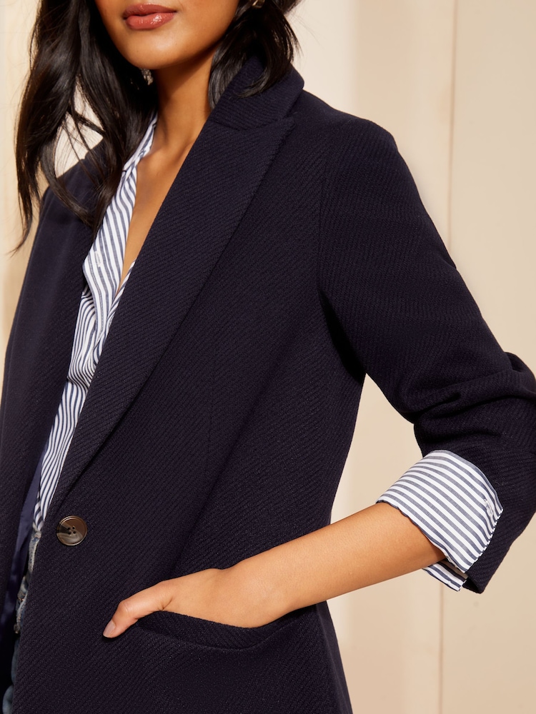 Friends Like These Navy Petite Twill Tailored Single Button Coat - Image 2 of 4
