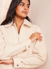 Friends Like These Cream Collared Bomber Jacket - Image 3 of 4