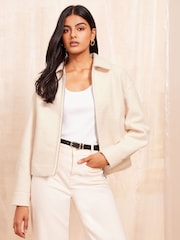 Friends Like These Cream Collared Bomber Jacket - Image 4 of 4