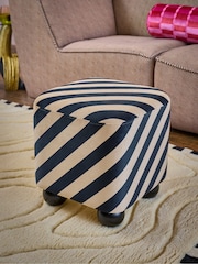 Rockett St George Studio Stripe Velvet Sand and Black The Balls Stool - Image 1 of 4