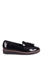 Linzi Black Patent Samson Slip-Ons Loafers With Tassle Trim - Image 2 of 4
