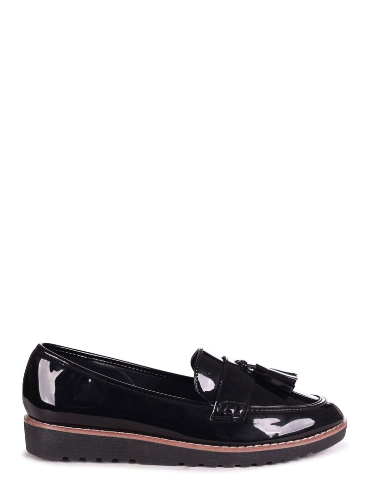 Linzi Black Patent Samson Slip-Ons Loafers With Tassle Trim - Image 2 of 4