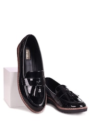Linzi Black Patent Samson Slip-Ons Loafers With Tassle Trim - Image 4 of 4