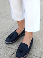 Linzi Blue Samson Slip-Ons Loafers With Tassle Trim - Image 1 of 4