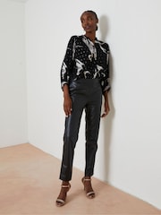 FatFace Black Lana Leather Tapered Trousers - Image 1 of 6