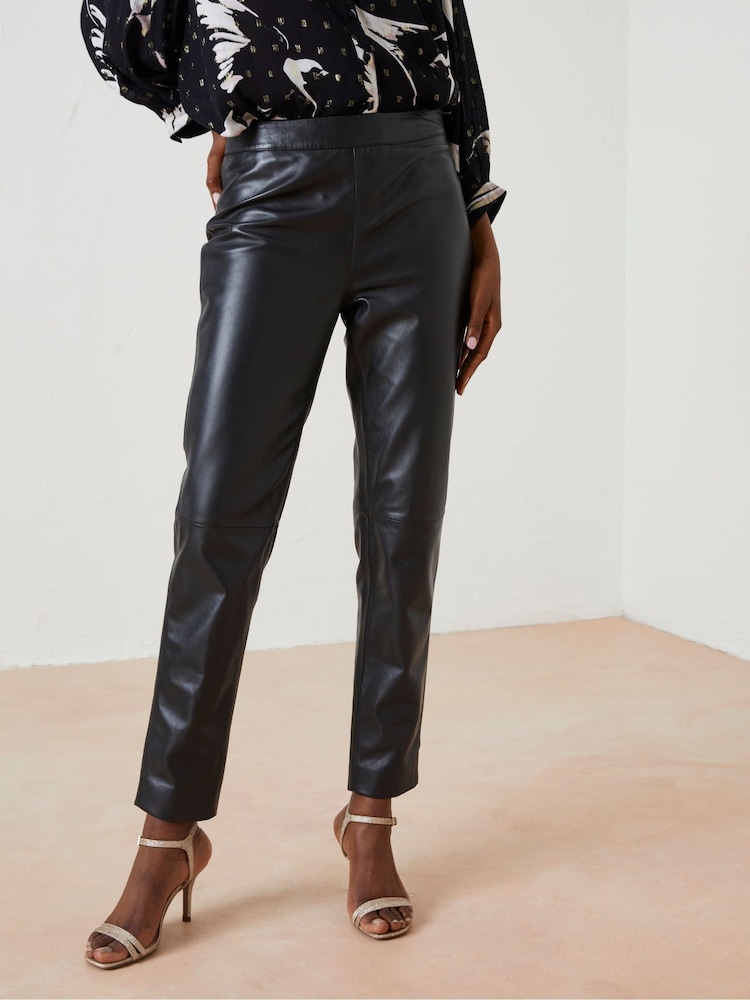 FatFace Black Lana Leather Tapered Trousers - Image 2 of 6