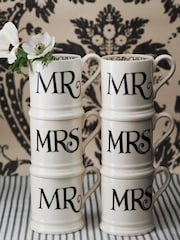 Emma Bridgewater Set of 2 Cream Black Toast Mr & Mr 1/2 Pint Mugs Boxed - Image 1 of 4