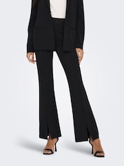 JDY Black High Waisted Flare Trousers with Front Split - Image 1 of 7