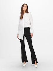 JDY Black High Waisted Flare Trousers with Front Split - Image 5 of 7