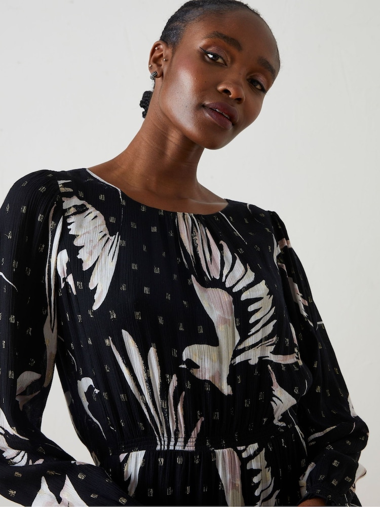 FatFace Black Elaine Swallow Print Midi Dress - Image 4 of 6