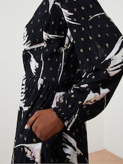FatFace Black Elaine Swallow Print Midi Dress - Image 5 of 6