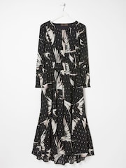 FatFace Black Elaine Swallow Print Midi Dress - Image 6 of 6